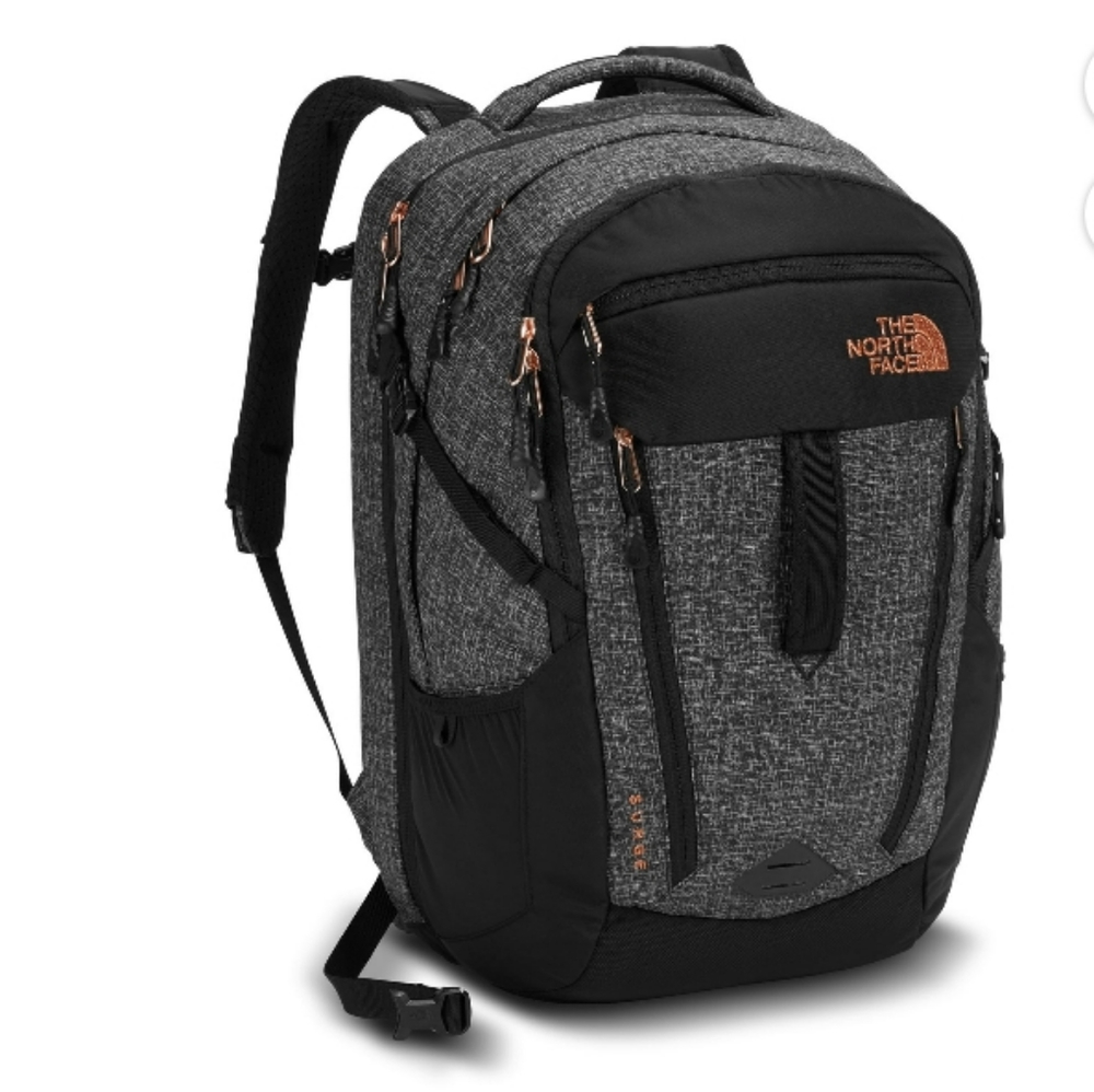 Women's The North Face Surge Backpack TNF Black Heather/Burnt Coral Metallic